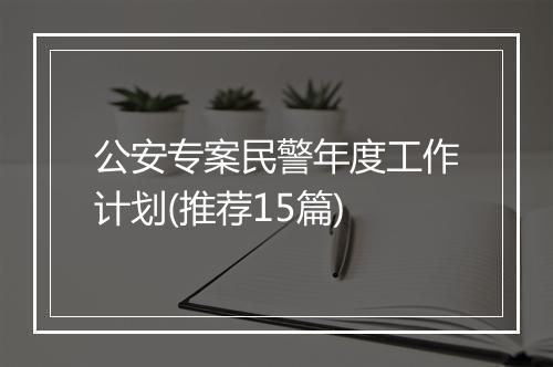 公安专案民警年度工作计划(推荐15篇)
