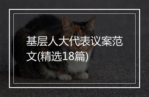 基层人大代表议案范文(精选18篇)