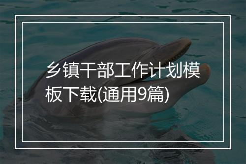 乡镇干部工作计划模板下载(通用9篇)