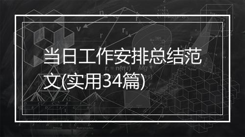 当日工作安排总结范文(实用34篇)