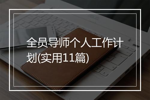 全员导师个人工作计划(实用11篇)
