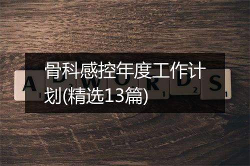 骨科感控年度工作计划(精选13篇)