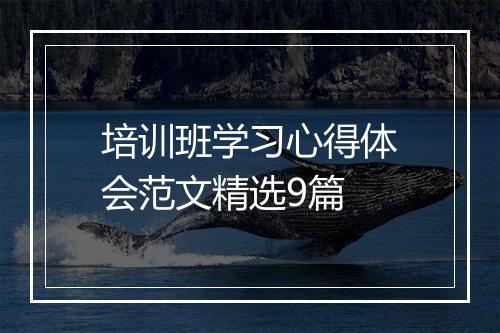 培训班学习心得体会范文精选9篇