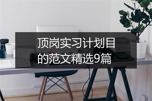 顶岗实习计划目的范文精选9篇