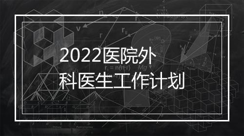 2022医院外科医生工作计划