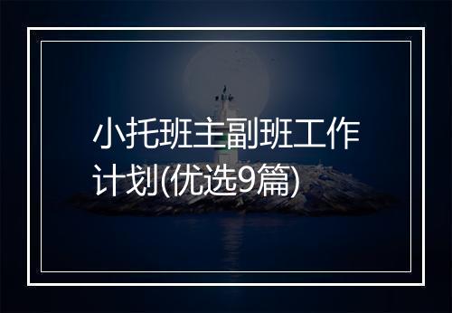 小托班主副班工作计划(优选9篇)