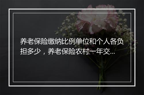 养老保险缴纳比例单位和个人各负担多少，养老保险农村一年交多少钱