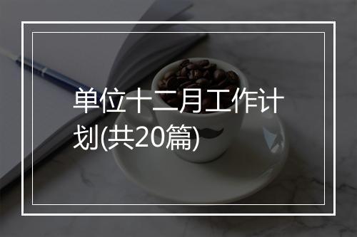 单位十二月工作计划(共20篇)