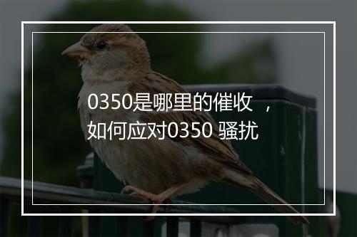 0350是哪里的催收 ，如何应对0350 骚扰