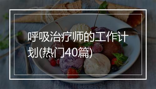 呼吸治疗师的工作计划(热门40篇)