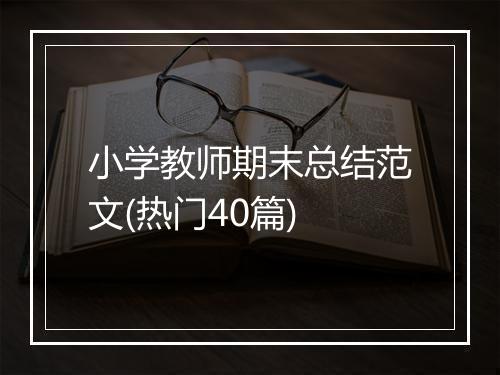 小学教师期末总结范文(热门40篇)