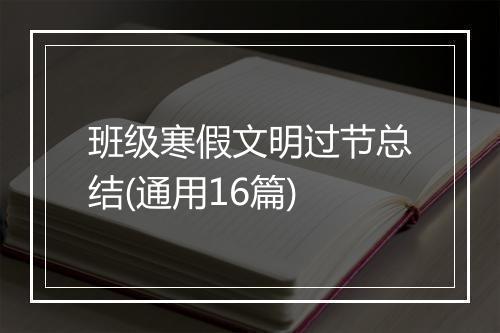 班级寒假文明过节总结(通用16篇)
