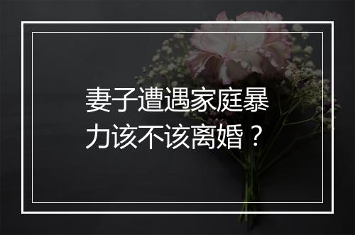妻子遭遇家庭暴力该不该离婚？