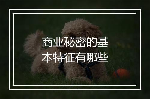商业秘密的基本特征有哪些