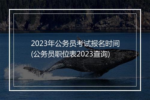 2023年公务员考试报名时间(公务员职位表2023查询)