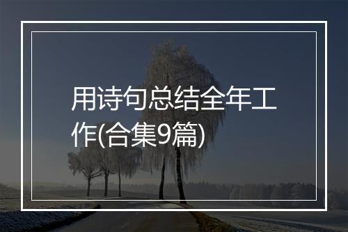 用诗句总结全年工作(合集9篇)