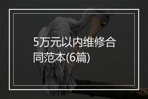 5万元以内维修合同范本(6篇)