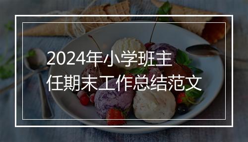 2024年小学班主任期末工作总结范文