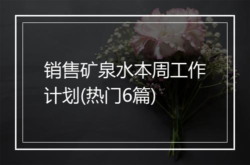 销售矿泉水本周工作计划(热门6篇)
