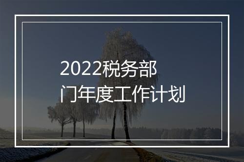 2022税务部门年度工作计划