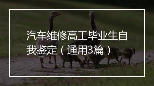 汽车维修高工毕业生自我鉴定（通用3篇）