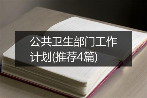 公共卫生部门工作计划(推荐4篇)