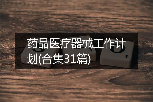药品医疗器械工作计划(合集31篇)