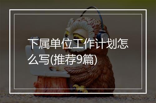下属单位工作计划怎么写(推荐9篇)