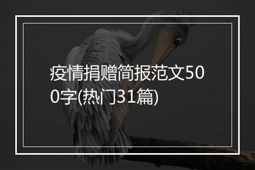 疫情捐赠简报范文500字(热门31篇)
