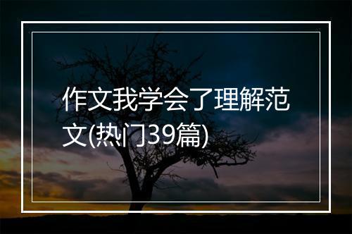 作文我学会了理解范文(热门39篇)