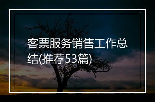 客票服务销售工作总结(推荐53篇)