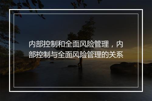 内部控制和全面风险管理，内部控制与全面风险管理的关系