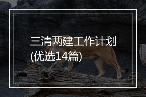 三清两建工作计划(优选14篇)