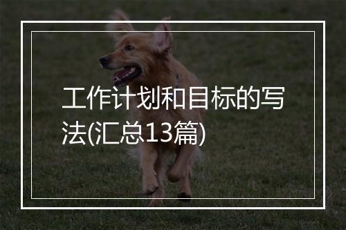 工作计划和目标的写法(汇总13篇)
