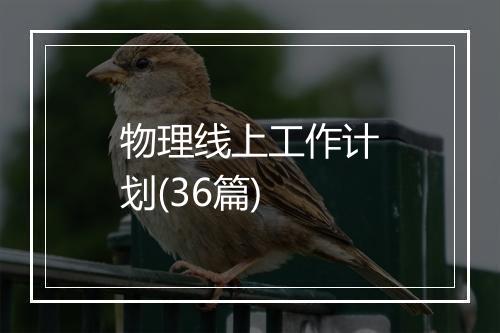 物理线上工作计划(36篇)