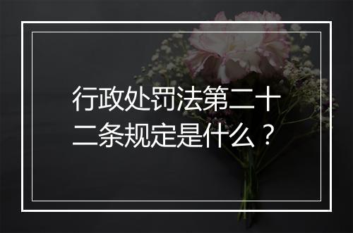 行政处罚法第二十二条规定是什么？