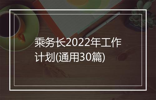乘务长2022年工作计划(通用30篇)