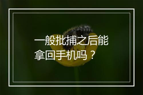 一般批捕之后能拿回手机吗？