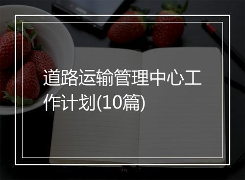 道路运输管理中心工作计划(10篇)