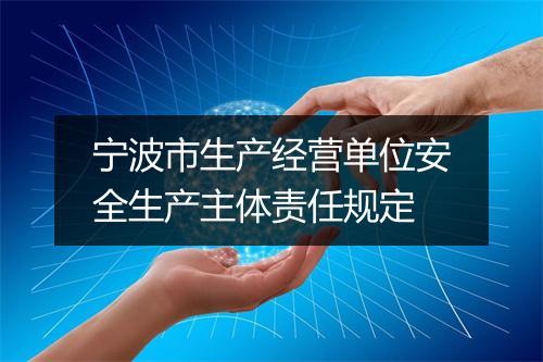宁波市生产经营单位安全生产主体责任规定