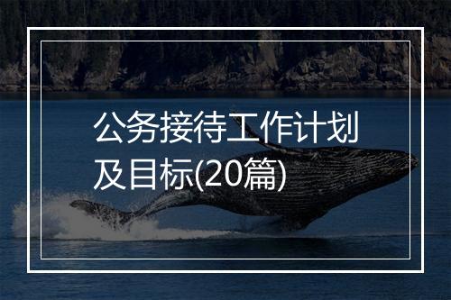 公务接待工作计划及目标(20篇)