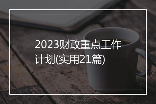 2023财政重点工作计划(实用21篇)