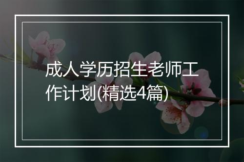 成人学历招生老师工作计划(精选4篇)