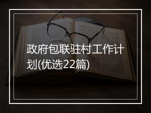 政府包联驻村工作计划(优选22篇)