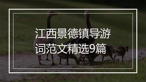 江西景德镇导游词范文精选9篇