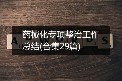 药械化专项整治工作总结(合集29篇)
