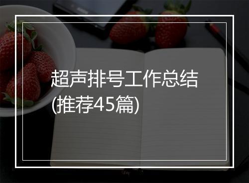 超声排号工作总结(推荐45篇)