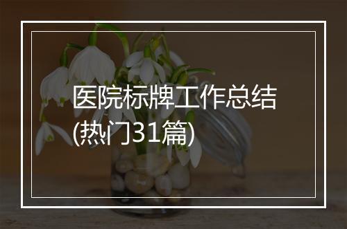 医院标牌工作总结(热门31篇)
