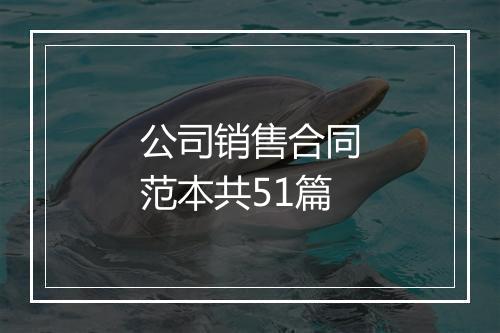 公司销售合同范本共51篇