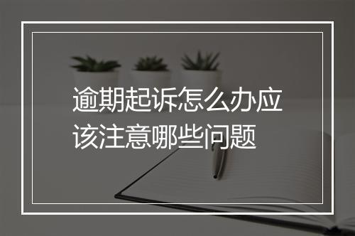 逾期起诉怎么办应该注意哪些问题